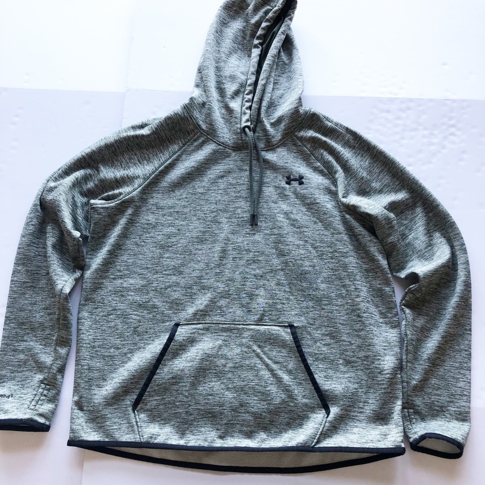 Under Armour Sweatshirt Mens Large Storm Heather Green Space Dye Fleece Pullover